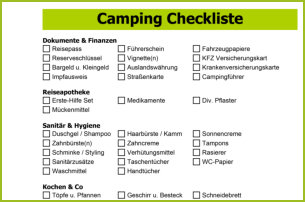 Camping Checkliste für Wohnmobil, Packliste für Reisemobil kostenloses Bonusmaterial
