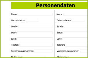 Logbuch Personendaten: Name, Geburtsdatum. Straße, Allergien, 